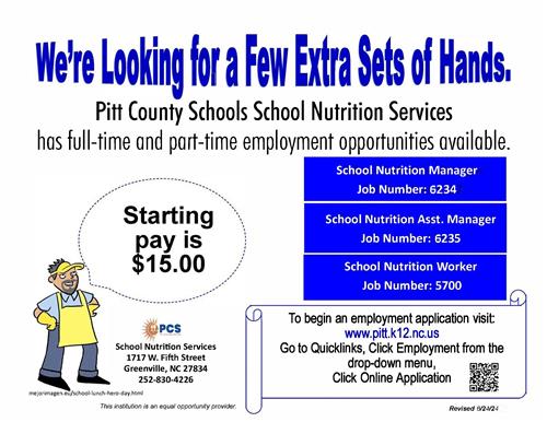 School Nutrition Employment Opportunities